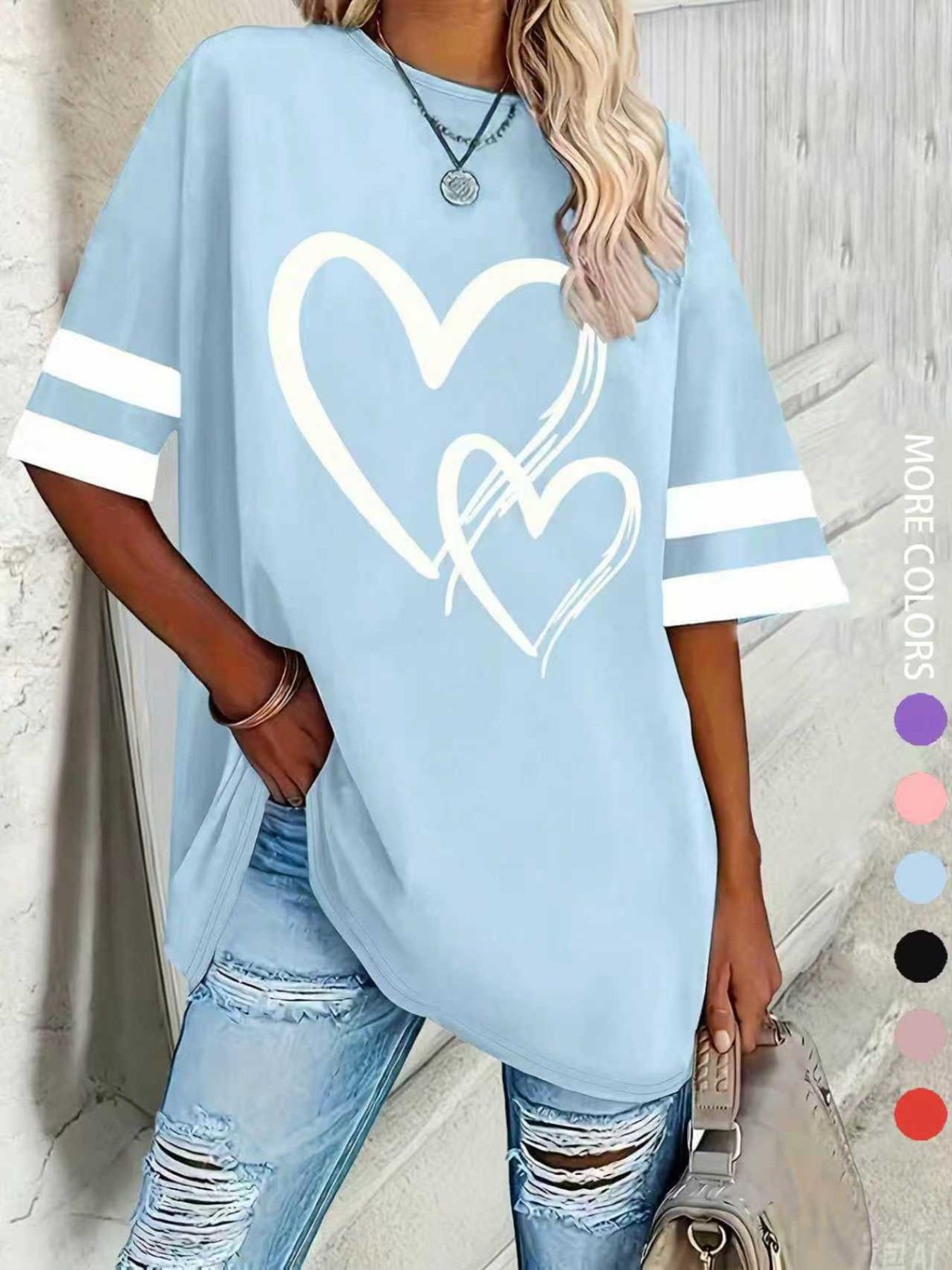 Women's Casual Round Neck Half Sleeve T-Shirt Geometric, Comfortable Loose Fit Baseball Top, Fashion Versatile Daily Wear, All Seasons