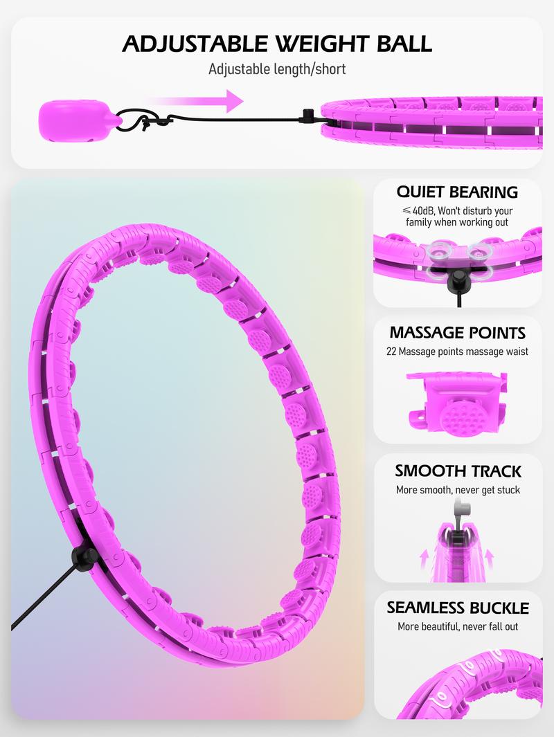 Weighted exercise hoop with 32 links (66 inches), sweet weight ball, suitable for adults Sports and fitness, suitable for women's smart sports devices