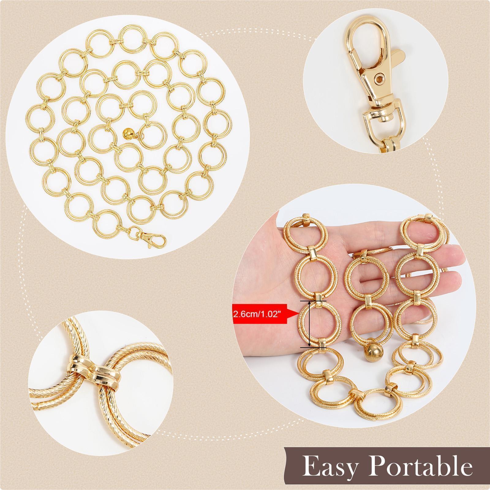 Women's Waist Chain, Gold-Plated Alloy Multilayer O-Ring Link Belt, Adjustable Design Belt for Dresses, Jeans & Club Outfits, Adjustable Strap Belt