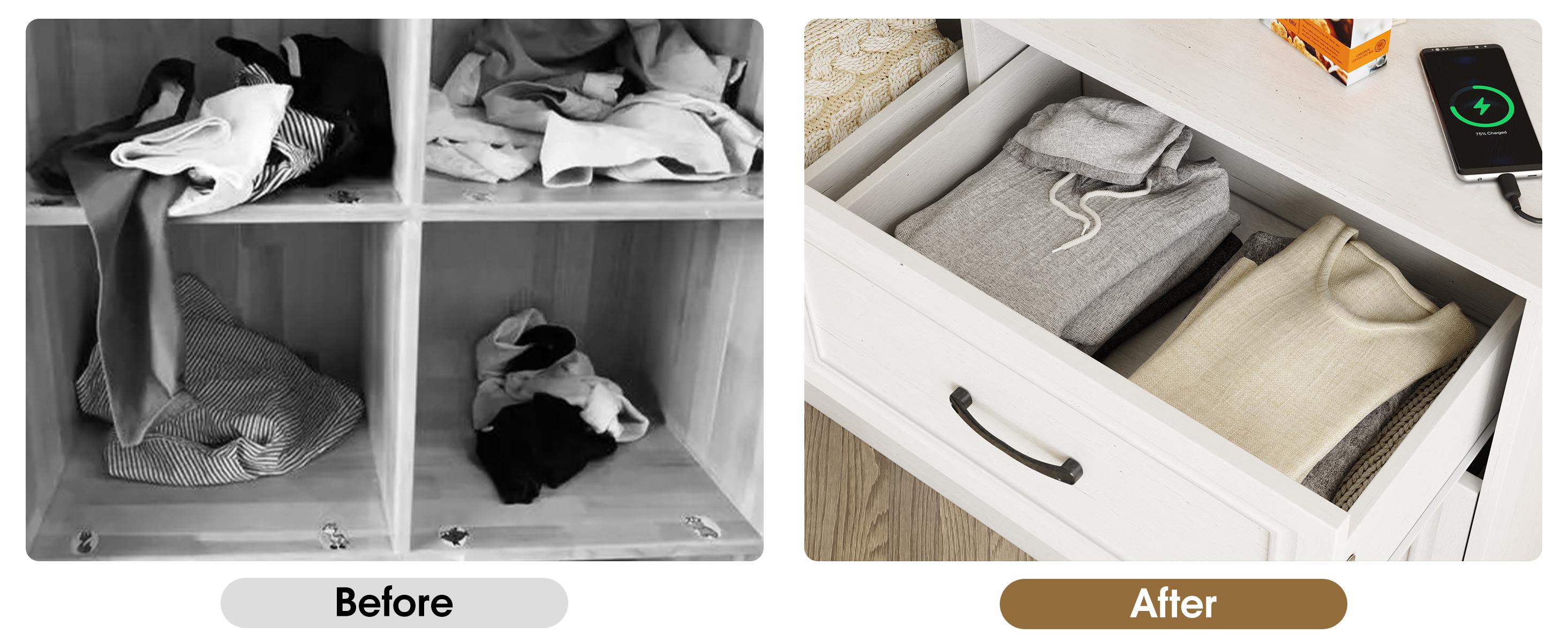 Vabches 6-Drawer Dresser for Bedroom & Hallway, Lockable Storage Cabinet with Charging Station, Modern Farmhouse Style, Sturdy Wood & Metal Handles