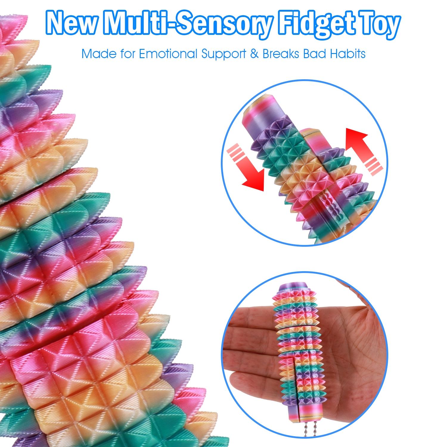 5-in-1 Spiky Sensory Fidget Toy for Adults, Pain Stimulator with Clicker, Spinner, Slider and Roller, Stress Relief, Portable Keychain, Stress Relieving Accessory, Stress Relief Gadgets