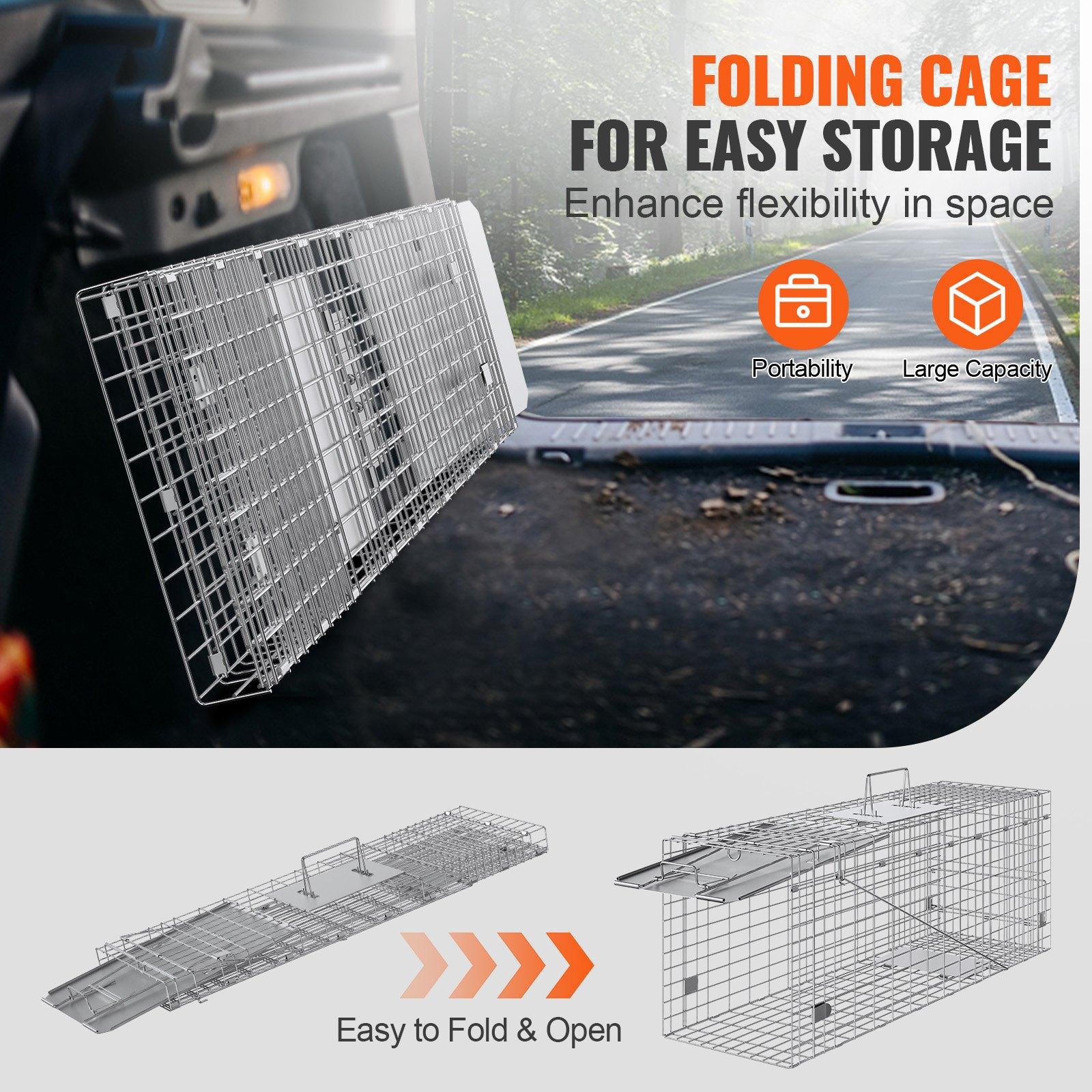 【DealsForYouDays】VEVOR Humane Live Animal Cage Trap, 31x10x12" Galvanized Iron Folding Trap with Handle, for Stray Cats, Raccoons, Groundhogs (Tools & Hardware, Hand Tools Accessory) 【DealsForYouDays】VEVOR Humane Live Animal Cage Trap, 31x10x12" Galvanized Iron Folding Trap with Handle, for Stray Cats, Raccoons, Groundhogs (Tools & Hardware, Hand Tools Accessory)