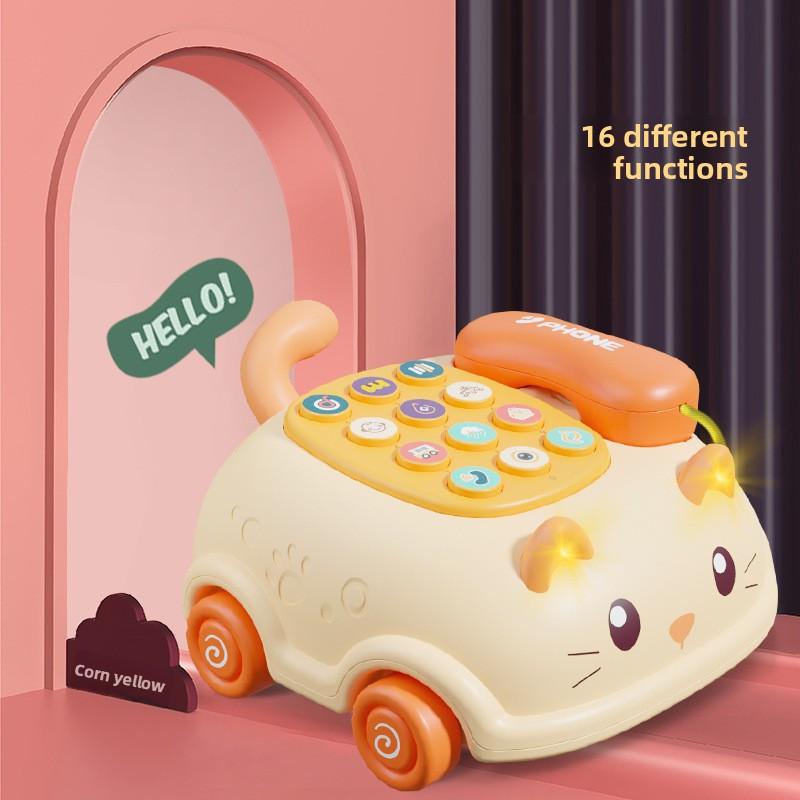 Children Bilingual English Cat Telephone Baby Educational Early Learning Story Machine Simulated Landline Toy