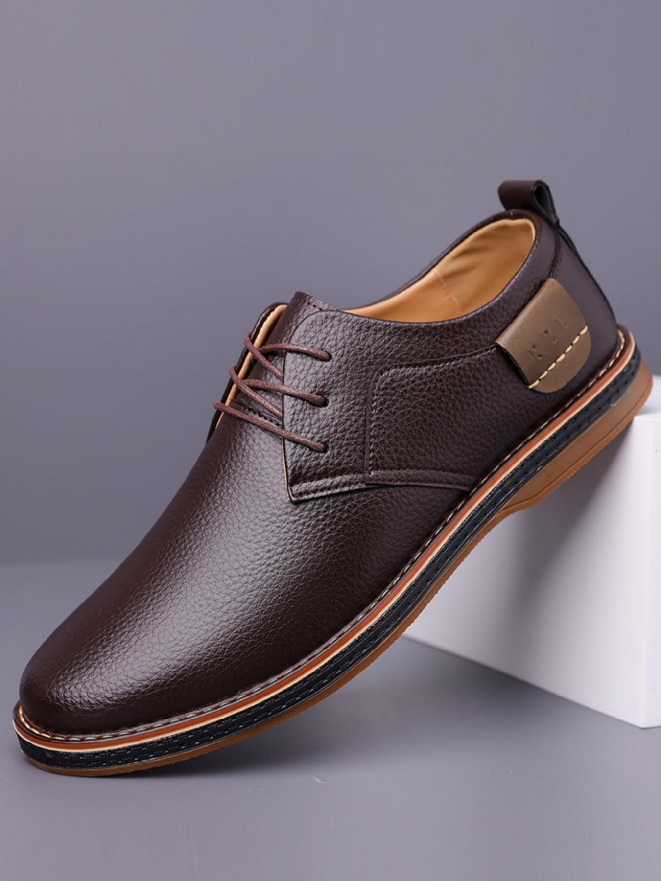 Men's Large Size Casual Closed Oxford Shoes, Business British Style Handmade Stitching Leather Shoes, All Season Formal Office Work Men's Footwear, Formal Oxfords