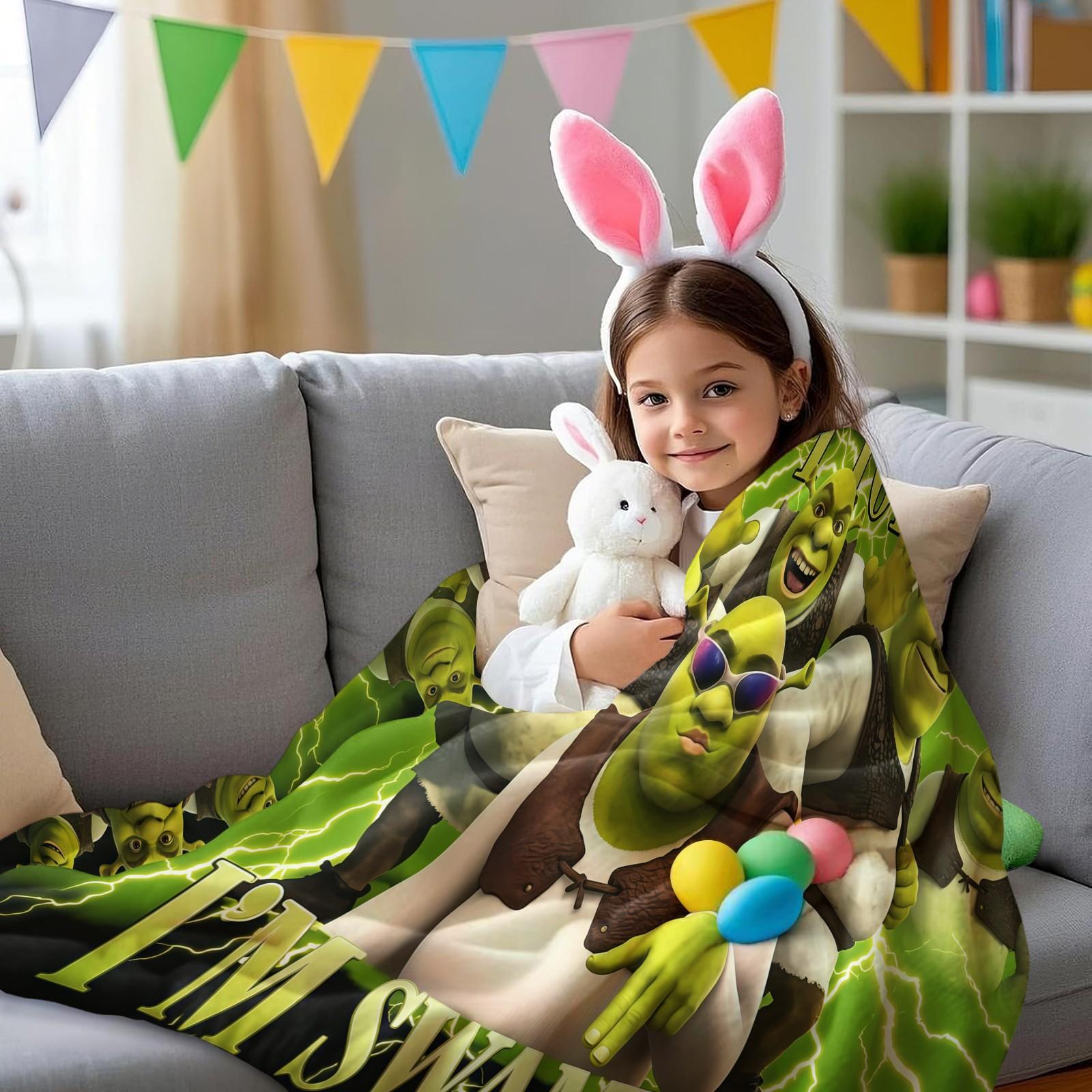 Shrek Pattern Blanket, Everyday Holiday Birthday Gift For Kids And Adults, 1 Soft, Warm And Lightweight Single Sided Printed Plush Blanket, Suitable For Bed, Sofa, Car, Room Decoration