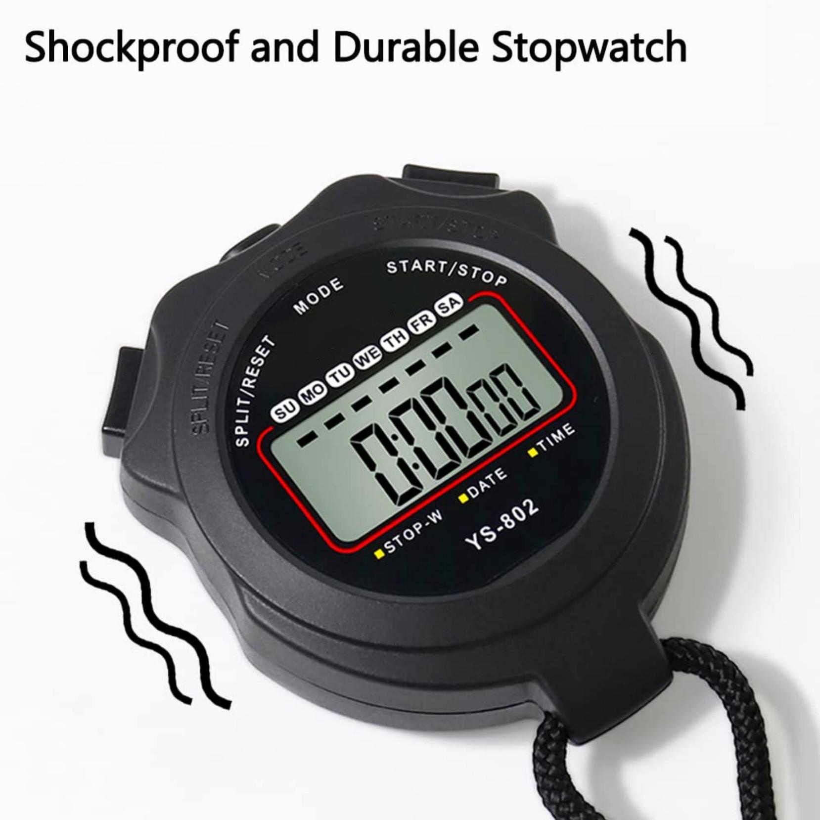 Digital Stopwatch Timer YS-802 with Large Display Clock Calendar Alarm for Sports Coaches Swimming Running Laser Tuned Accuracy