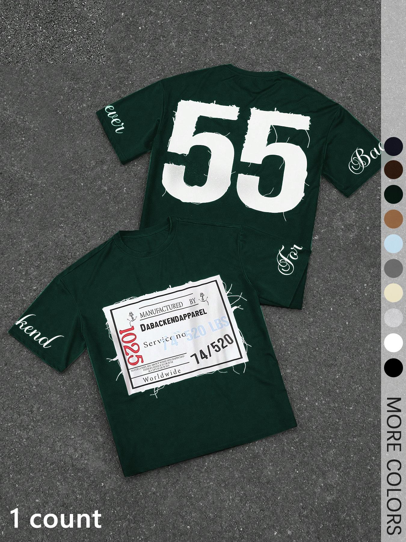 Men's Letter Print Loose Fit Sports T-Shirt, Sports Tee, Men's Graphic Shirts for All Season, Streetwear for Summer, Daily Wear, Athletic Sports Clothing