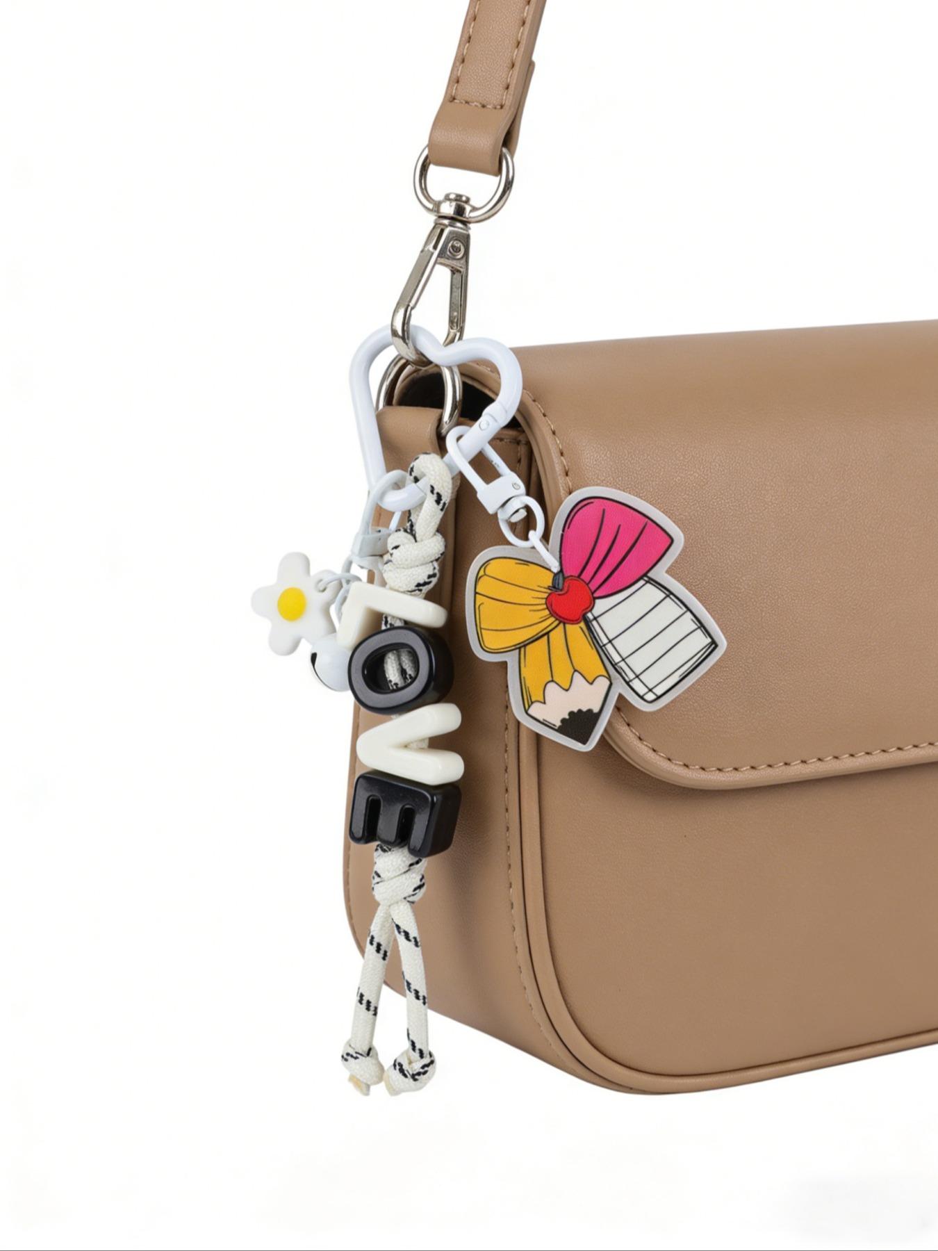 1pc Love Bow Bell Keychain, Acrylic Colorful Letter Keyring, Personalized Name Gift for Birthday Christmas Valentine's Day