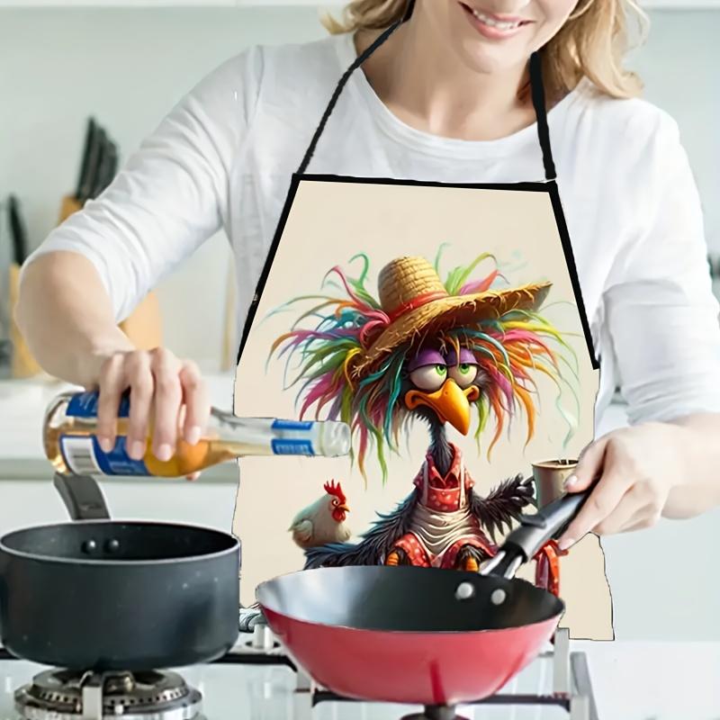 Kitchen Apron Top, Creative Print Apron, Fashionable Household Kitchen Wear