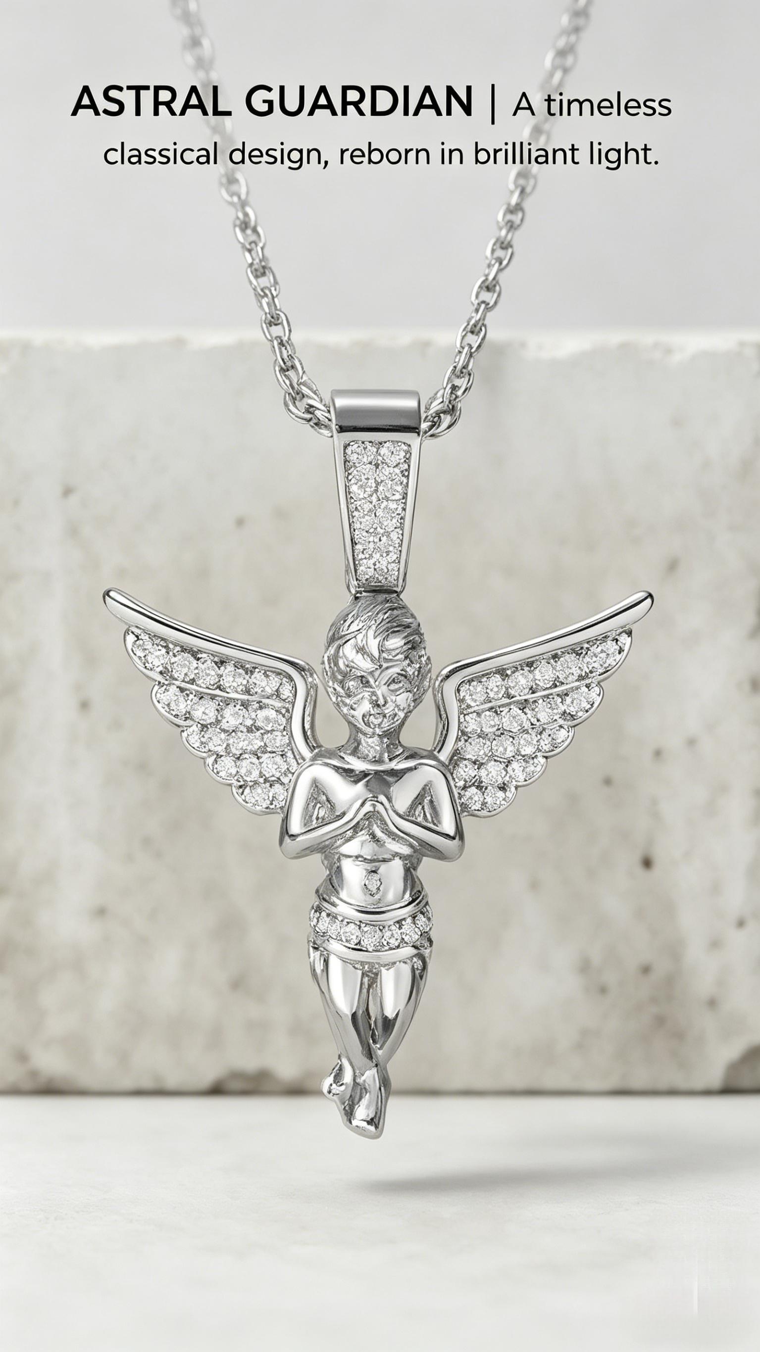 Premium Angel Pendant Necklace, Durable Alloy Construction for Daily Use