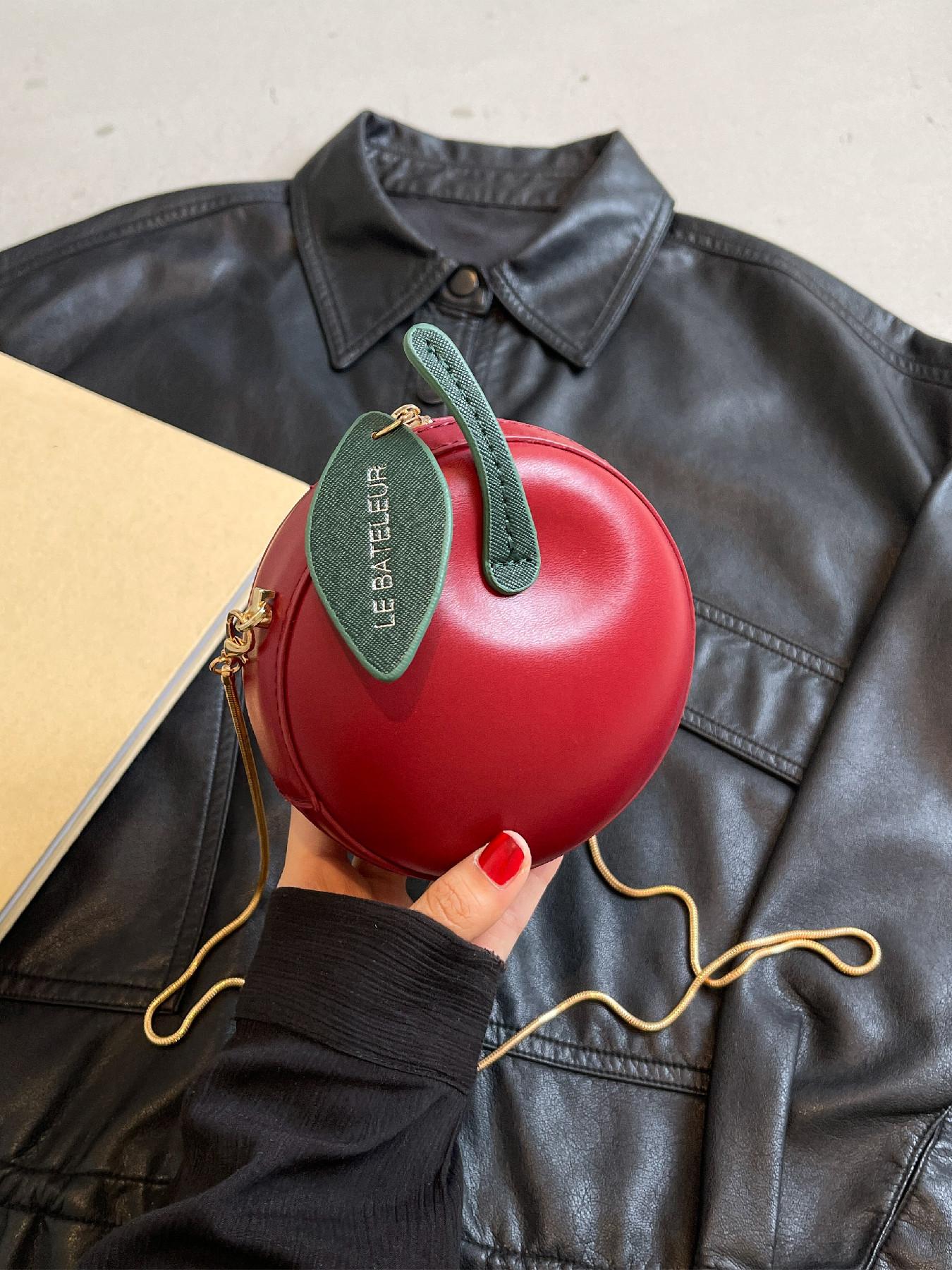 Elegant Apple-Shape Letter Design Bag, Stylish Shoulder Crossbody Purse, Perfect for Daily Use, Dates, Gatherings
