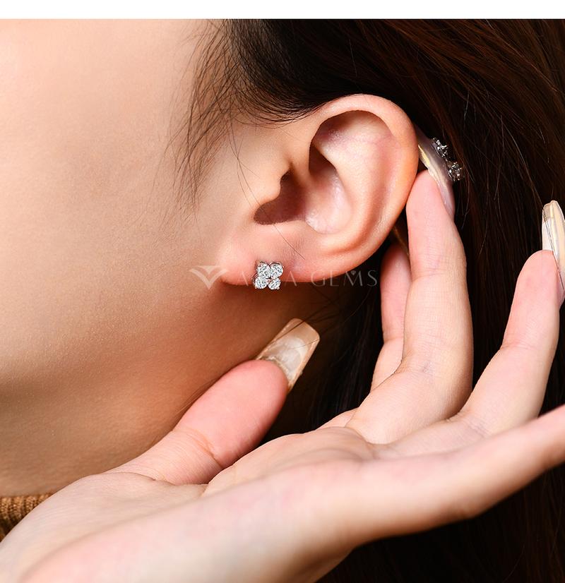 All 0.4CT Round Cut D Color VVS1 Synthetic Moissanite Earrings For Women Sparkling Wedding Gift E020