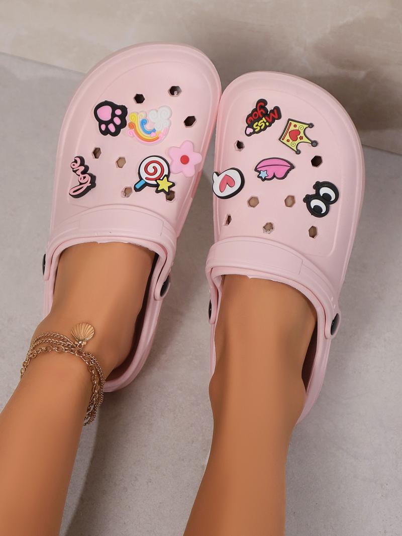 Cute DIY Cartoon Beach Clogs for Women, Summer Thick Sole Outdoor Slip-On Shoes, Versatile Sports Clogs for Daily Wear, Soft Cushioned Slippers Cute DIY Cartoon Beach Clogs for Women, Summer Thick Sole Outdoor Slip-On Shoes, Versatile Sports Clogs for Daily Wear, Soft Cushioned Slippers