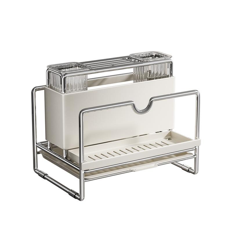 1PC 304 Stainless Steel All-in-One Kitchen Organizer Rack, Multifunctional Storage for Knives, Cutting Boards, Chopsticks, Spatulas, Ladles & Utensils, Countertop/ Wall-Mounted Knife Block with Drainage