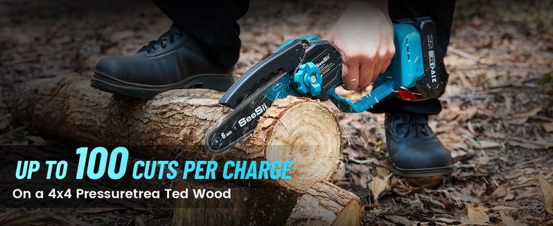 SeeSii 2-IN-1 Cordless Pole Saw & Mini Chainsaws, 6" Brushless Chain Saw with 2x 2.0Ah Battery, 16-Foot MAX Reach Brach Tree Saw with Extension Pole for Wood Cutting Garden CH600B  #TikTokShopBlackFriday