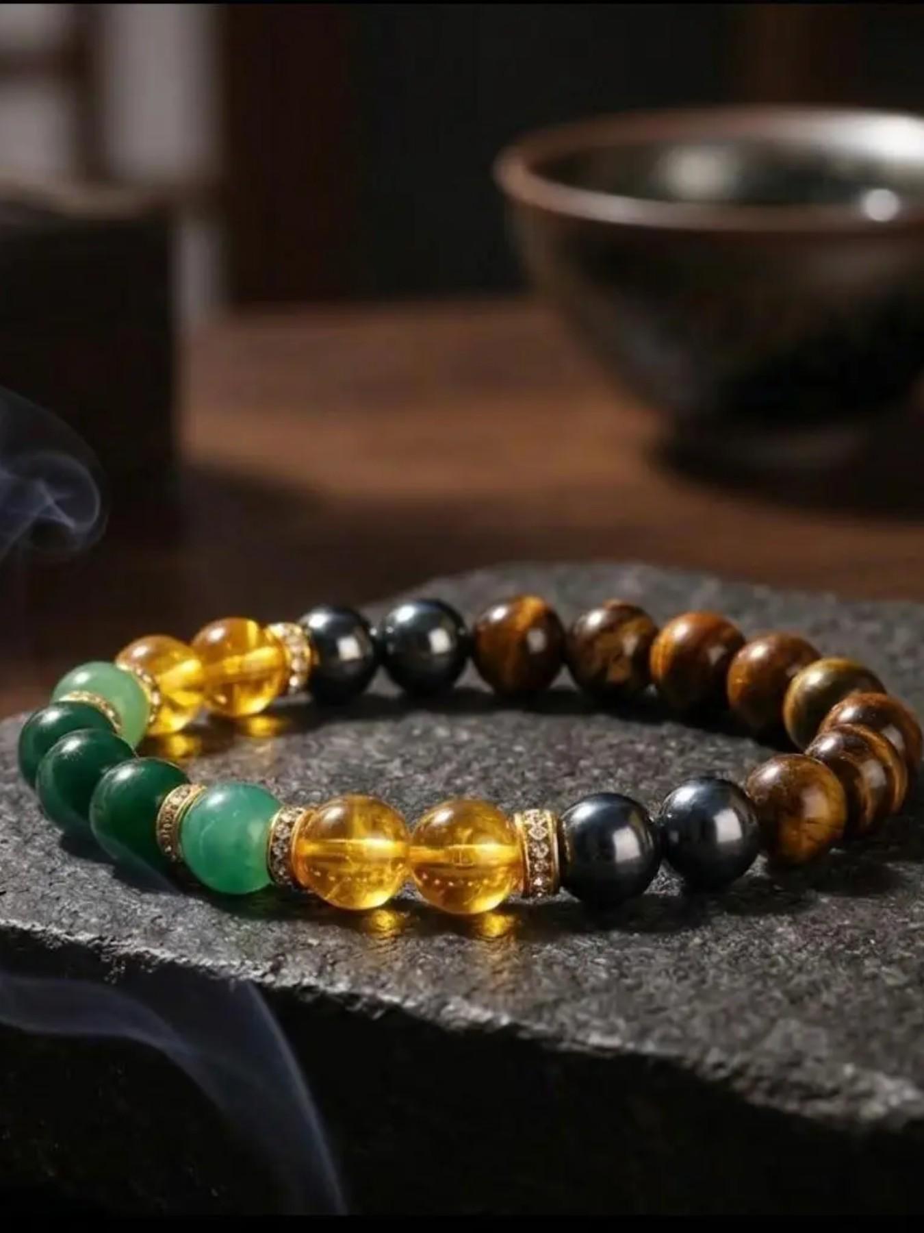 Hematite and Tiger Eye Money Bracelet, Lucky Bracelet, Attracts Wealth, Prosperity, Abundance, Feng Shui Jewelry, Handmade Design