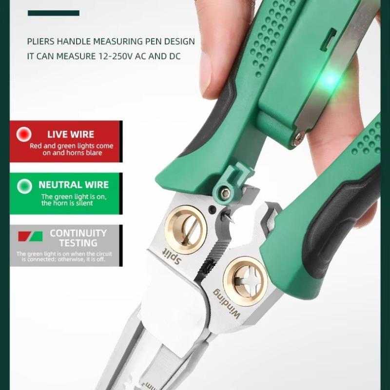 8-In-1 Multi-Functional Needle Nose Wire Stripper Tool, Electrician Professional Cable Cutter Steel Wire Pliers, Versatile Hand Tool