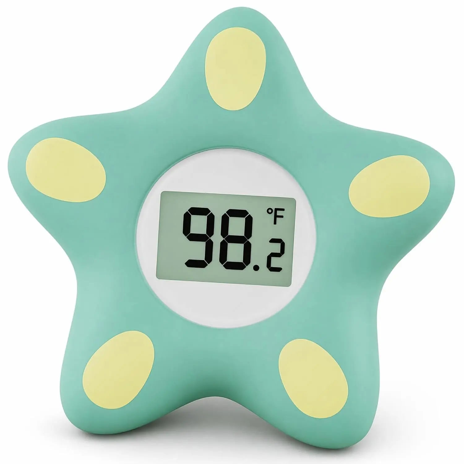 Baby Bath Thermometer for Infant & Toddler – Floating Digital Water Thermometer with 3-Color LED Backlight, Instant Accurate Reading, Hot & Cold Alert, Green Starfish Bath Toy(Gift)