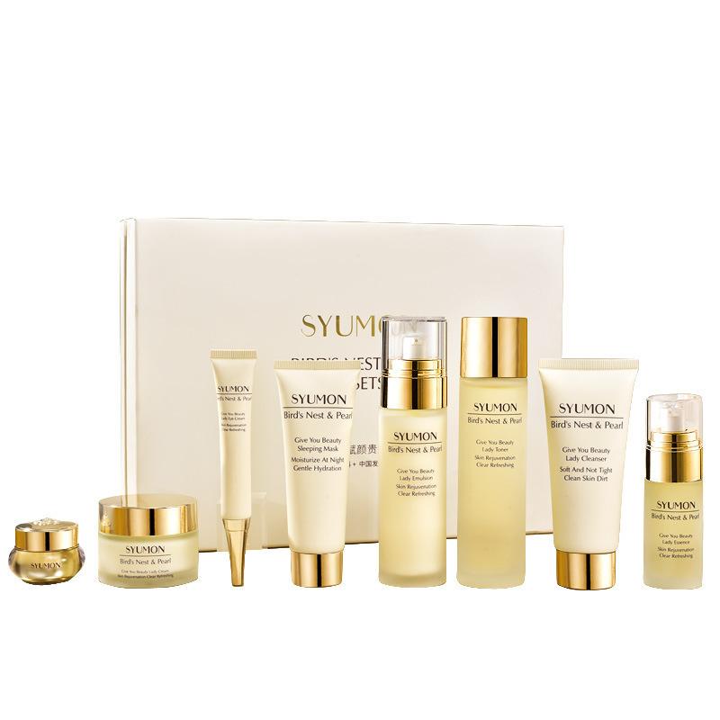Bird's Nest  Anti-Aging Skincare Set Gently Care For The Skin A Complete Skincare Routine Beauty Skincare Gift Set, Including Face Mask，Lady Cream，Cleanser, Toner, Lotion, Essence, Cream, Eye Cream, Suitable For Wife, Ladies, Mother's Day, Valentine's Day