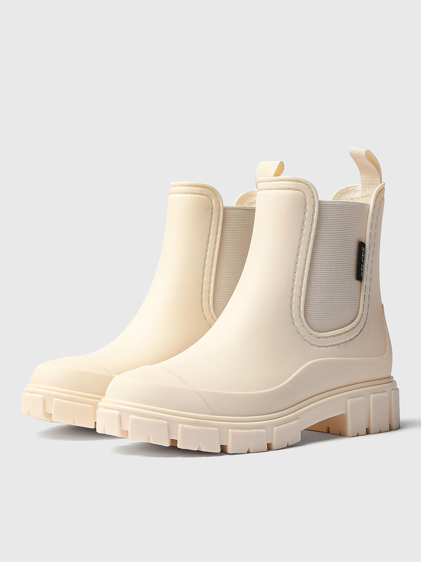 Women's Fashionable Waterproof Non-slip Rain Boots, Casual Comfortable Slip-on Boots, Perfect for Students and Outdoor Sports, Daily Wear Boots, Slip Resistant Boots, Round Toe Boot, Waterproof Footwear