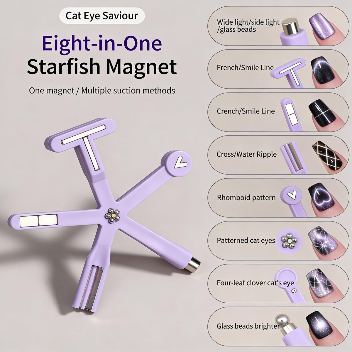 8-IN-1 Multi-Function Strong Magnetic Stick For Cat Eye Gel Polish Nail Magnet Tool Magnet Pen Nails Art Design Glitter Effect Magic Manicure Tools Professional & DIY Manicure Pedicure, Nail Accessories, Professional Salon Quality Multifunctional Magnet