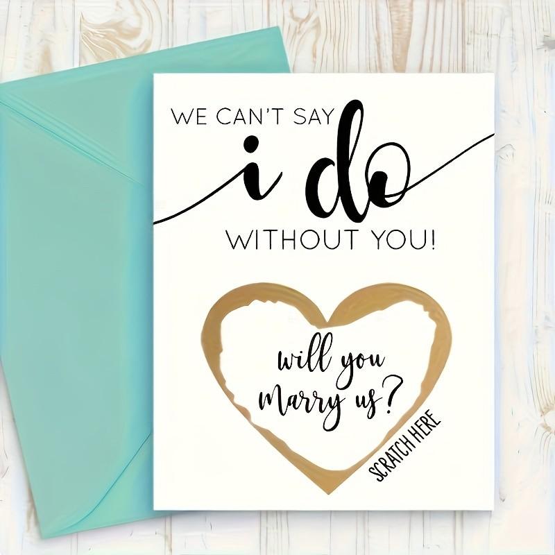 4 Wedding Proposal Scratch Cards, Creative Bridal Party Invitation Gifts, Personalized 'will You Marry Us?' Card, Unique Engagement Surprise