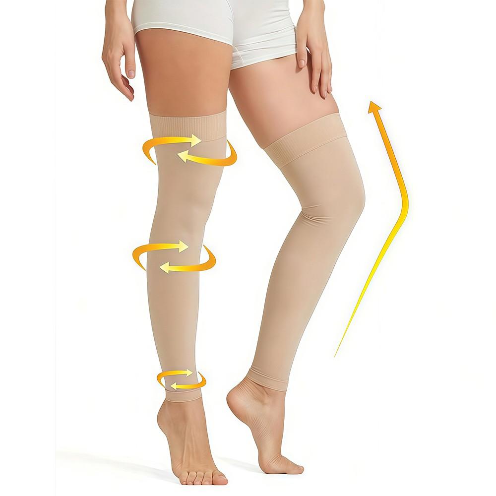 1 Pair Thigh High Compression Stockings, Firm Support 20-30 mmHg Gradient Compression Support
