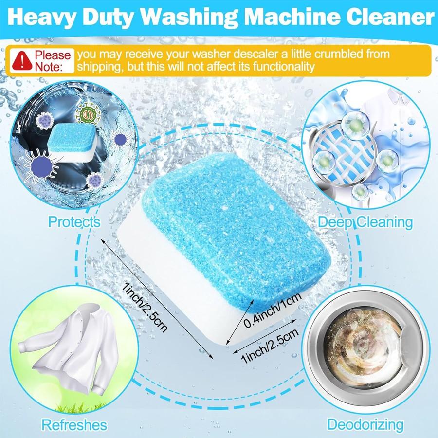 Washing Machine Cleaner and Descaler 12/24 Tablets per Box, Deep Cleaning Tablets for Front-Load and Top-Load Washers, -Friendly Deodorizer, Provides 12 Months and 24 Months Supply