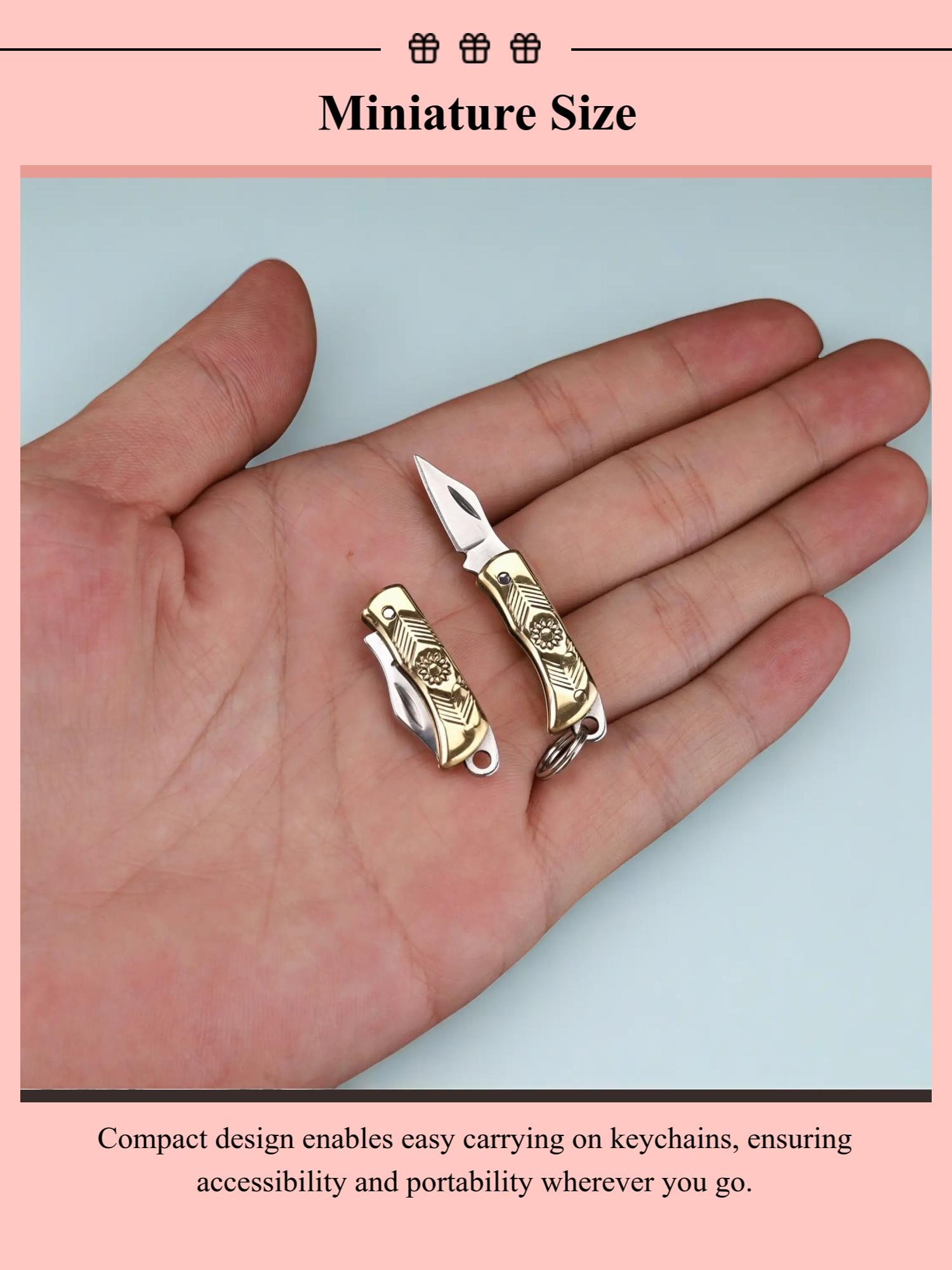 Mini Copper Folding Knife Keychain, Portable Pocket Knife, Compact Design, Perfect Gift for Fishing, Edc, Daily Use, Folding Pocket Knives