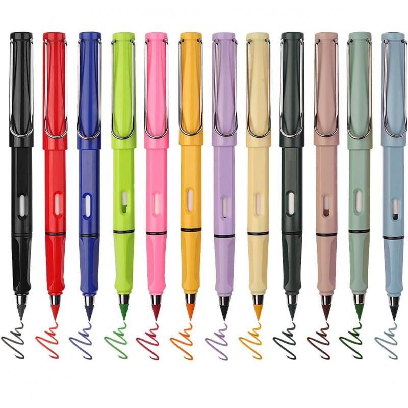 12 Colors Forever Pencil with Erase - Long Lasting Writing Infinity Pencil , Never Sharpen Everlasting Inkless Pencil for Sketch, Drawing, School Supplies