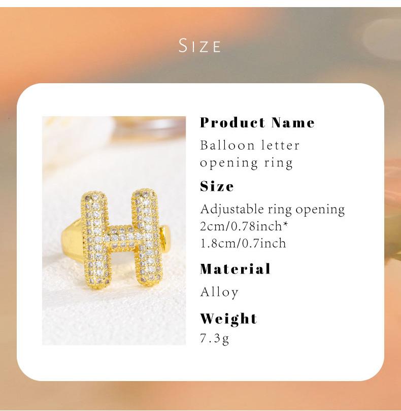 GGRIL Bubble 14K Gold Plated initial rings for women chunky golden rings bubble A-Z initial ring adjustable rings for women open letter ring
