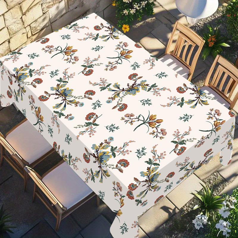 Rectangular Tablecloth Spring Summer Vintage Floral Pattern Washable, Indoor Outdoor Decor, Home Kitchen Living Room Dining Decoration, Floral Jacquard Fabric