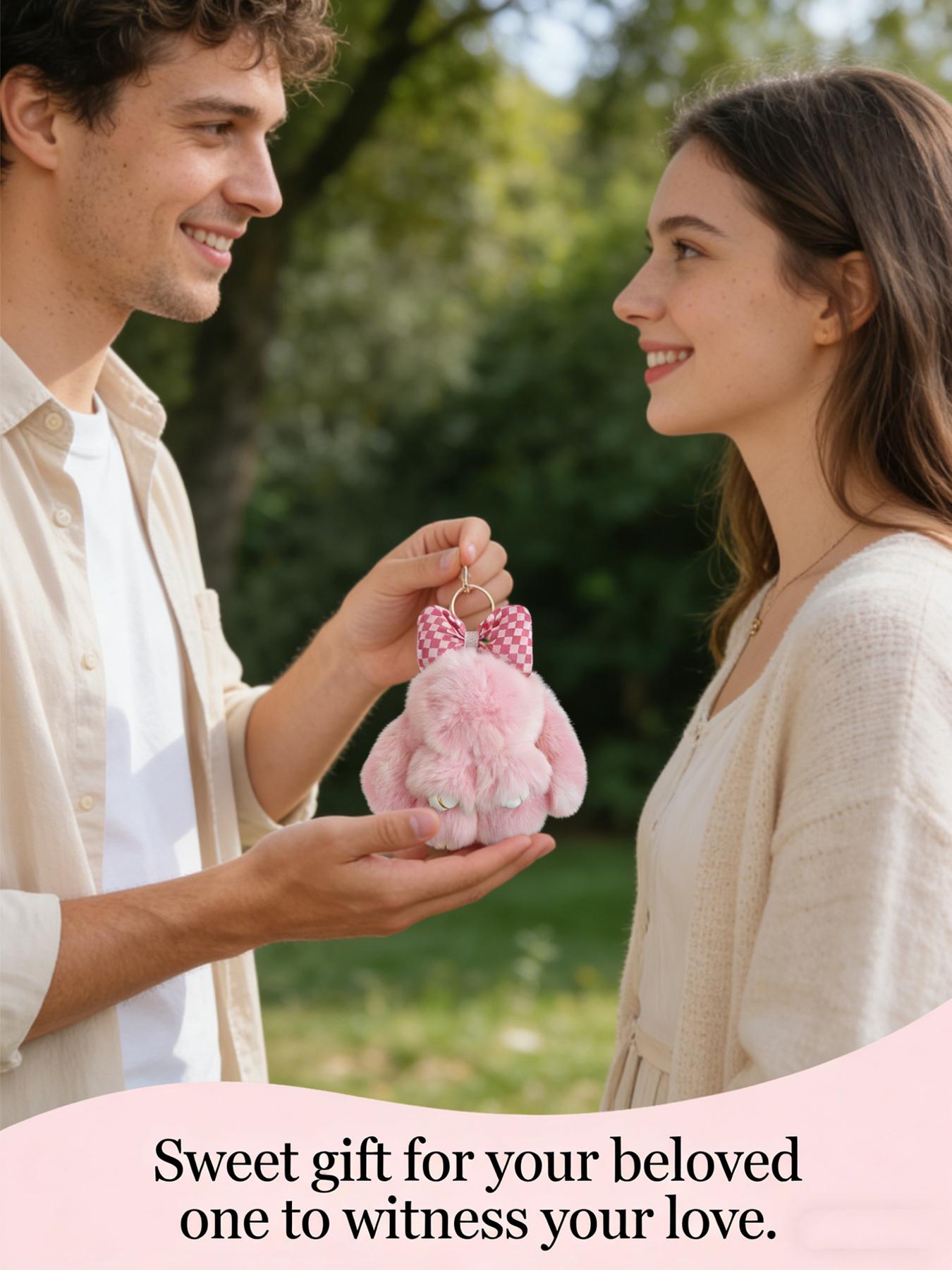 2026 Graduation Gift Handmade Plush Bunny Keychain, Butterfly Pattern, Cute Style, Stress Relief Charm, Ideal for Girls