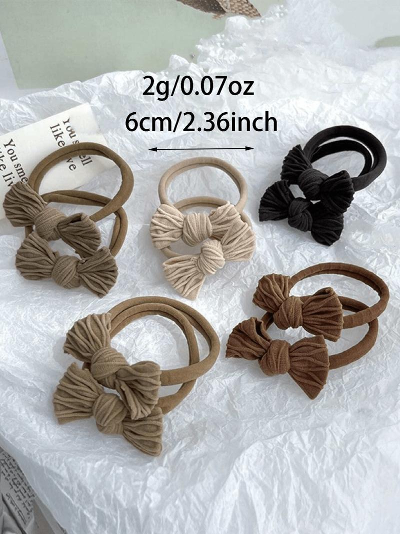 10pcs High Elastic Bowknot Hair Ties, For Women & Girls, Seamless Thick Black Hair Bands, Stretchy Hair Scrunchies, Non-Damaging, Ponytail Holders, Hair Accessories