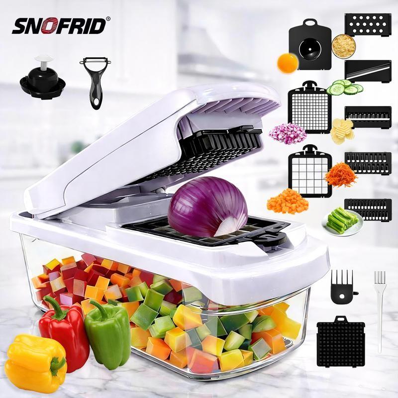 Snofrid Vegetable Chopper, 15-In-1 Multifunctional Food Chopper, Professional Onion Chopper with 8 Blades, Essential Kitchen Tool