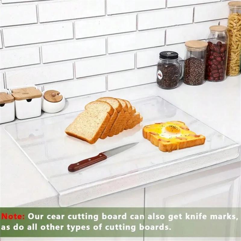 Crystal Clear Acrylic Cutting Board with Lip, Durable Cutting Board, Non-Slip Countertop Protector, Transparent Chopping Board for Kitchen Prep & Countertop Safety, Cutting Boards for Kitchen, Kitchenware