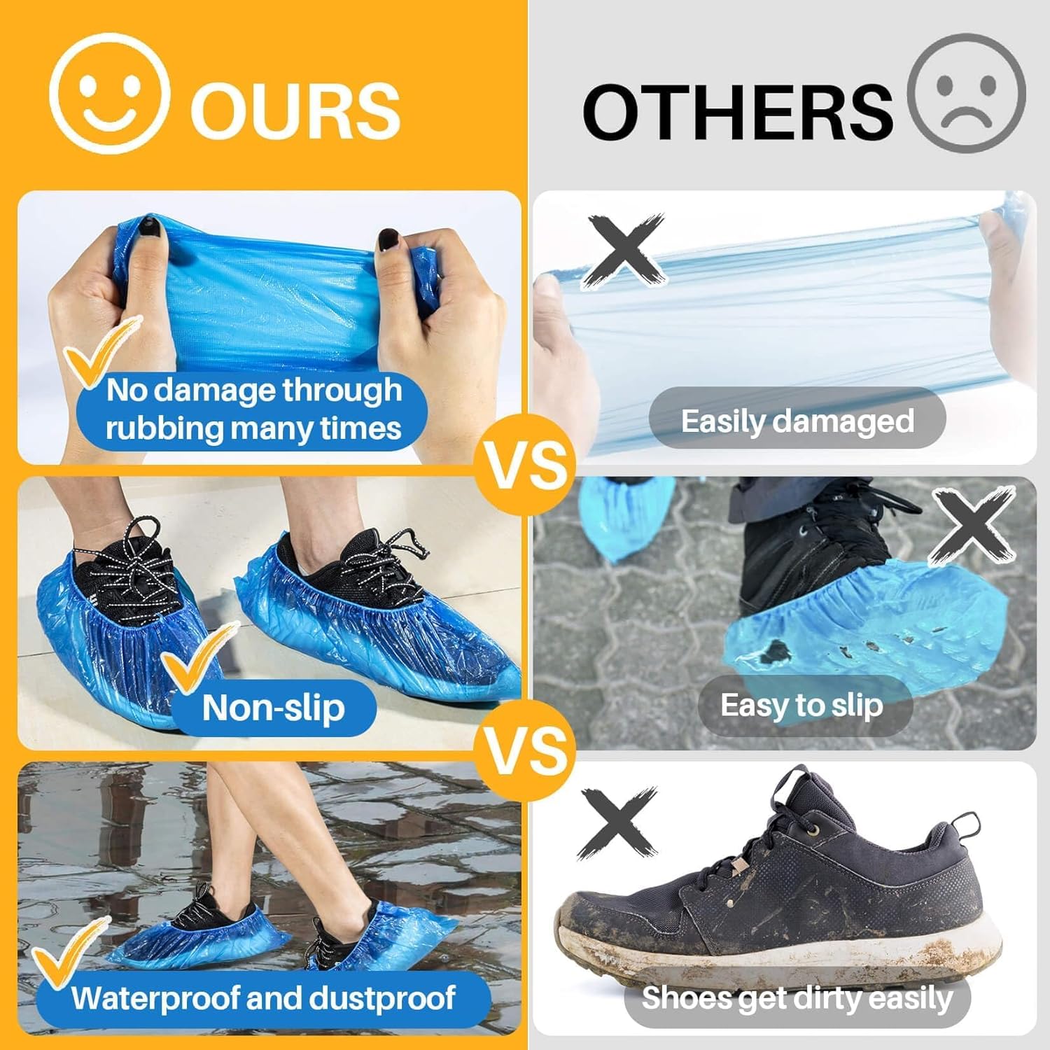 Shoe Covers - Boot Covers Plastic Disposable Waterproof Shoe Covers for Men and Women Fits All Sizes of Shoes for House Cleaning 60 Pack