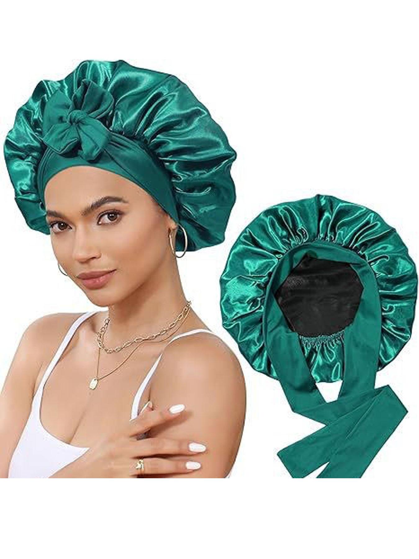 Women's Elastic Band Satin Sleep Cap, Adjustable Satin Bonnet, Silk-Like Bow Hair Hat, Casual Home Daily Hair Care, Soft Stretchy Fabric, All Seasons