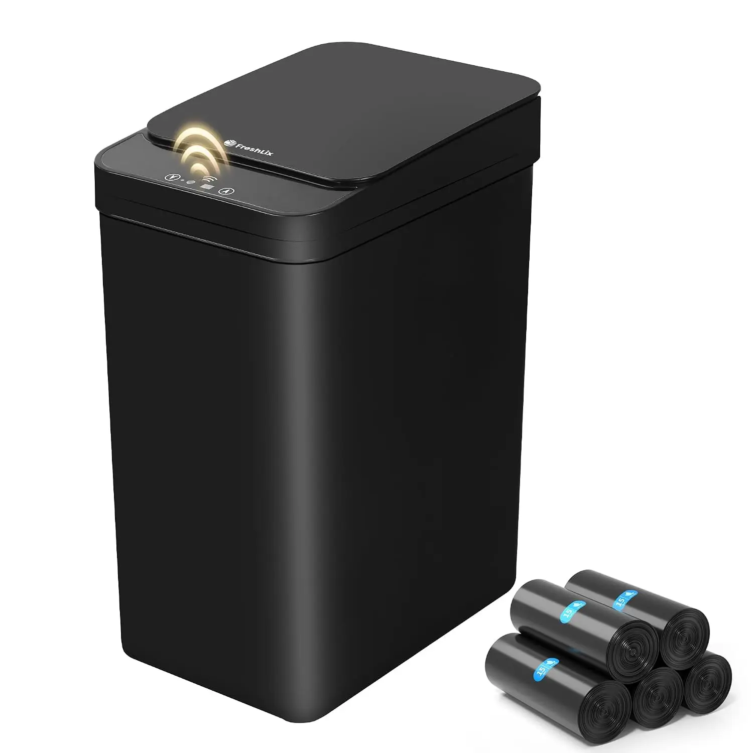 Bathroom Trash Can, 2.6 Gallon Automatic Motion Sensor Touchless Garbage Can, Waterproof Trash Bin with Lid, Narrow Small Waste Bin for Kitchen, Office, Bedroom, Black