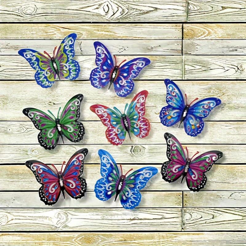 8-Piece 3D Colorful Metal Butterfly Wall Art Decorations - Hanging Iron Garden Art, Outdoor Decor for Patio or Fence, Ideal Mother’s Day Gift for All Seasons