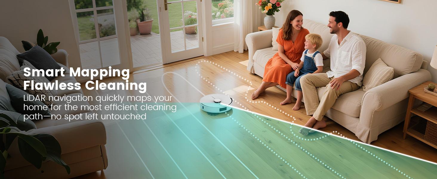 AIRROBO L60+ Self-Empty Robot Vacuum and Mop Cleaner with Ultrasonic Carpet Detection,6000Pa Suction,Laser Obstacle Avoidance,240min Long Runtime