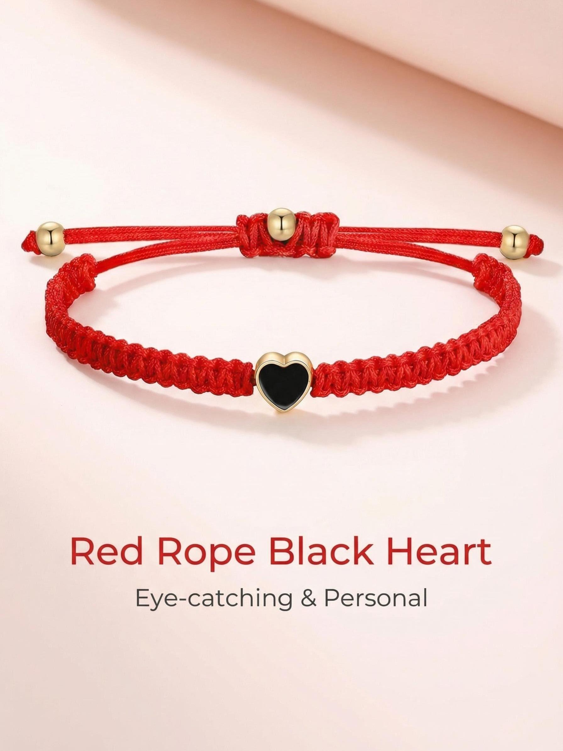 Couple Braided Bracelet Set, Spacer Beads, Jade Thread Flat Knot, Gold Edge, Heart Design, Romantic Jewelry Gift