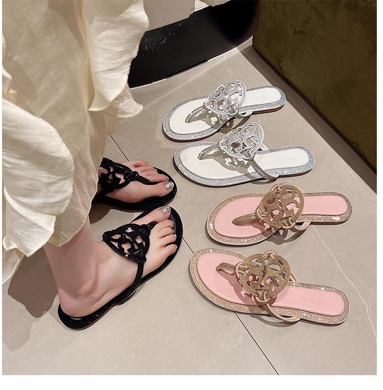 Summer 2026 new arrivals.Women's Diamond Flip Flops - Fashionable CasualComfortable Flat Sandals for Home & Outdoor Wear -Solid Color, Lightweight & Breathable - Perfect for Girls'Daily Use - Summer Walking Shoes Footwear
