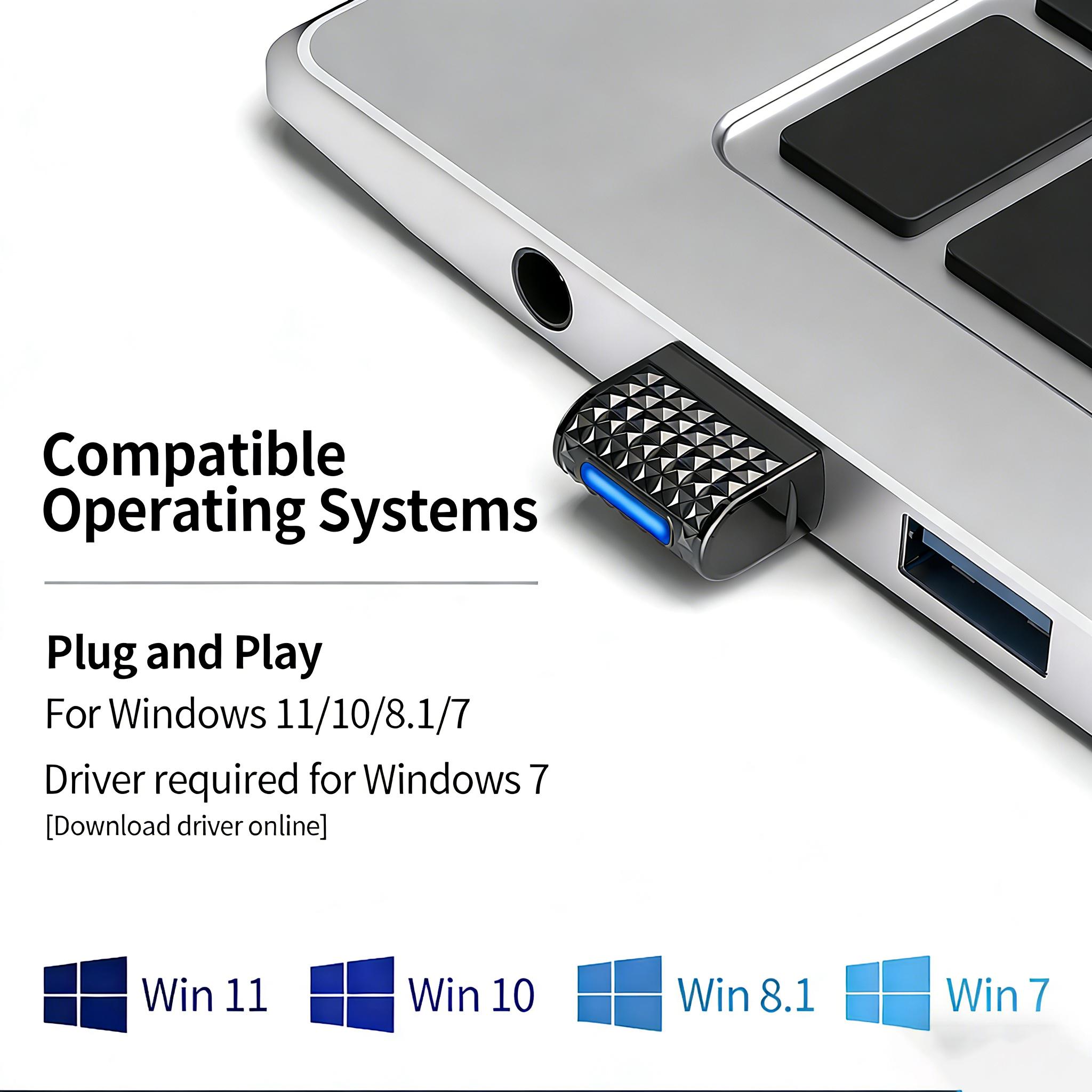 Bluetooth 5.4 Adapter USB Dongle with EDR BLE Plug and Play for Windows PC Laptop Desktop 20m Stable Transmission Compatible with Windows 11/10/8.1, Receiver Dongle