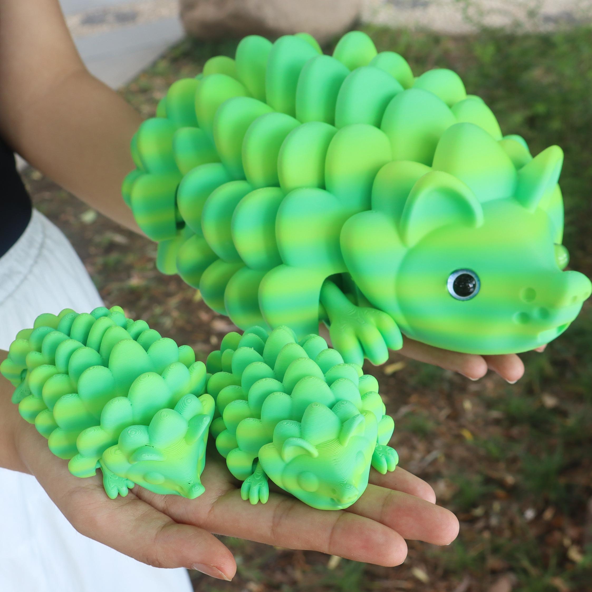 3D Printed Hedgehogs 3 Piece Set with Dynamic Expressions, Large and Small Sizes Ideal for Holiday Gifts Like Christmas Easter Halloween