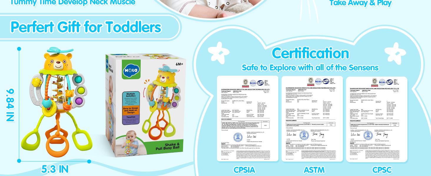 HOLA Rattle Teething Baby Toys, Silicone Pull String Toys, Montessori  Multi-Functional Baby Sensory Toy Christmas Stockingstuffers for Baby Mmontessori  Toys Gifts