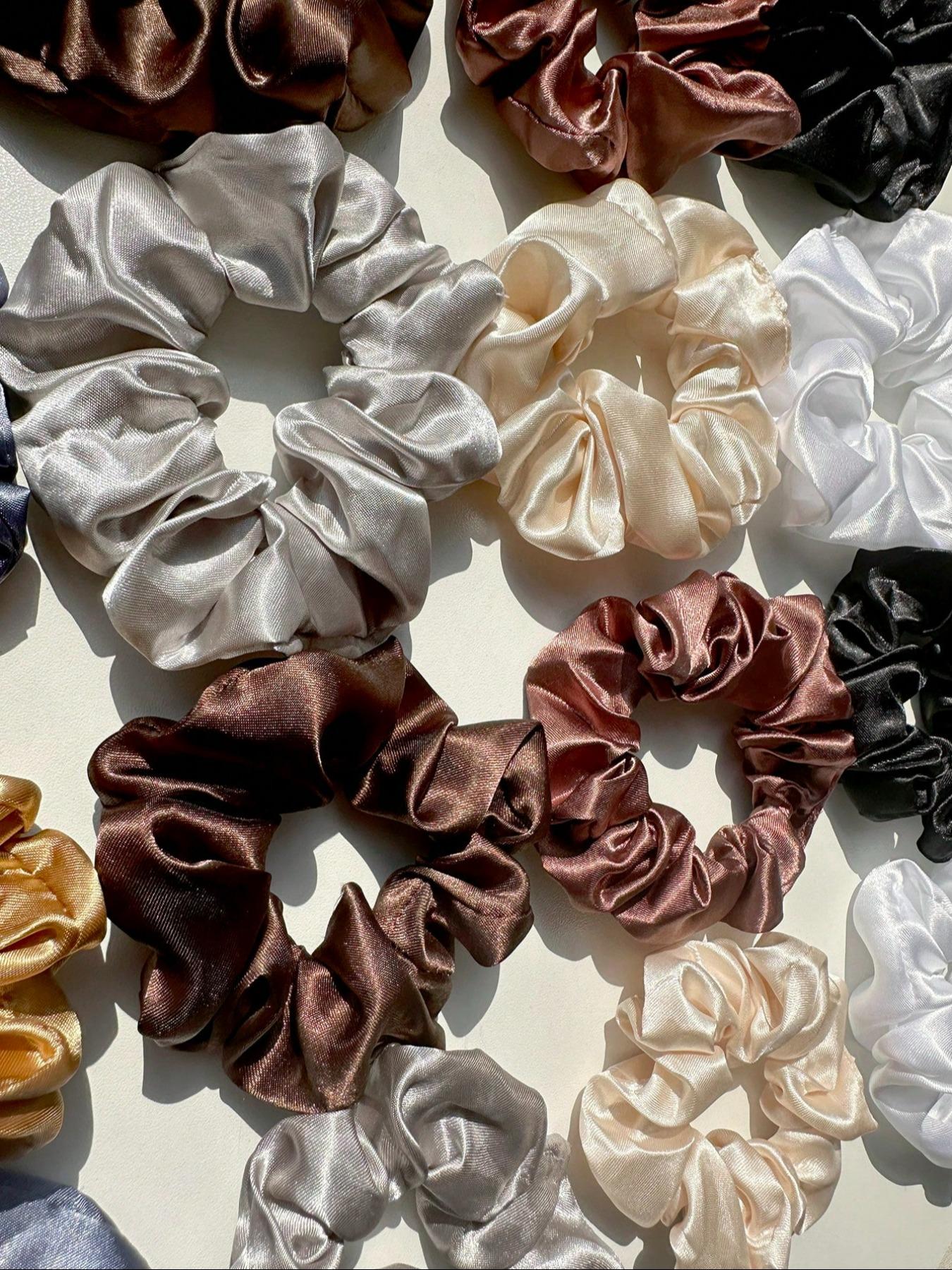 16 Pcs Satin Scrunchies for Women, Ultra-Soft Elastic Hair Ties, Solid Color Hair Bands for Ponytails, Buns, Everyday Use