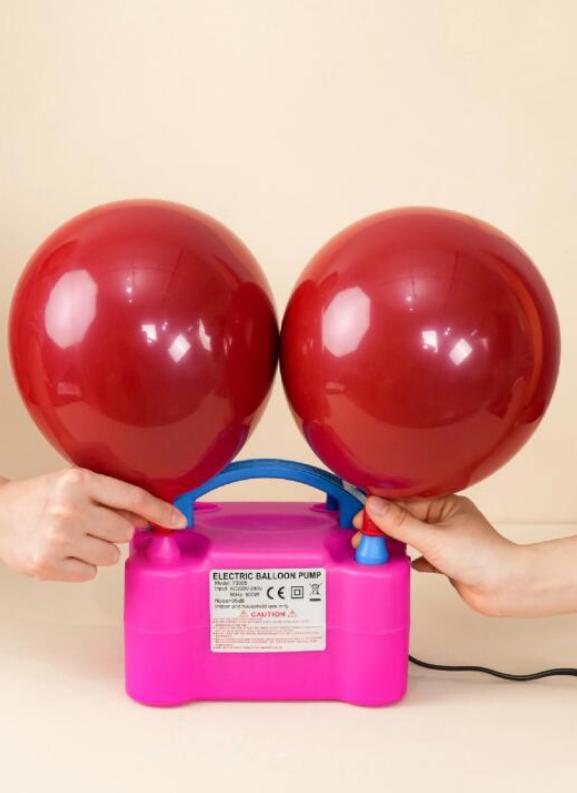 Electric Air Balloon Pump, Portable Dual Nozzle Electric Blower Inflator for Decoration, Party, Sport,Gifts:2 Tying Tools Balloon Air Pump Dual Nozzle Rose Red 110V 600W Balloon Inflator for Party Decorations