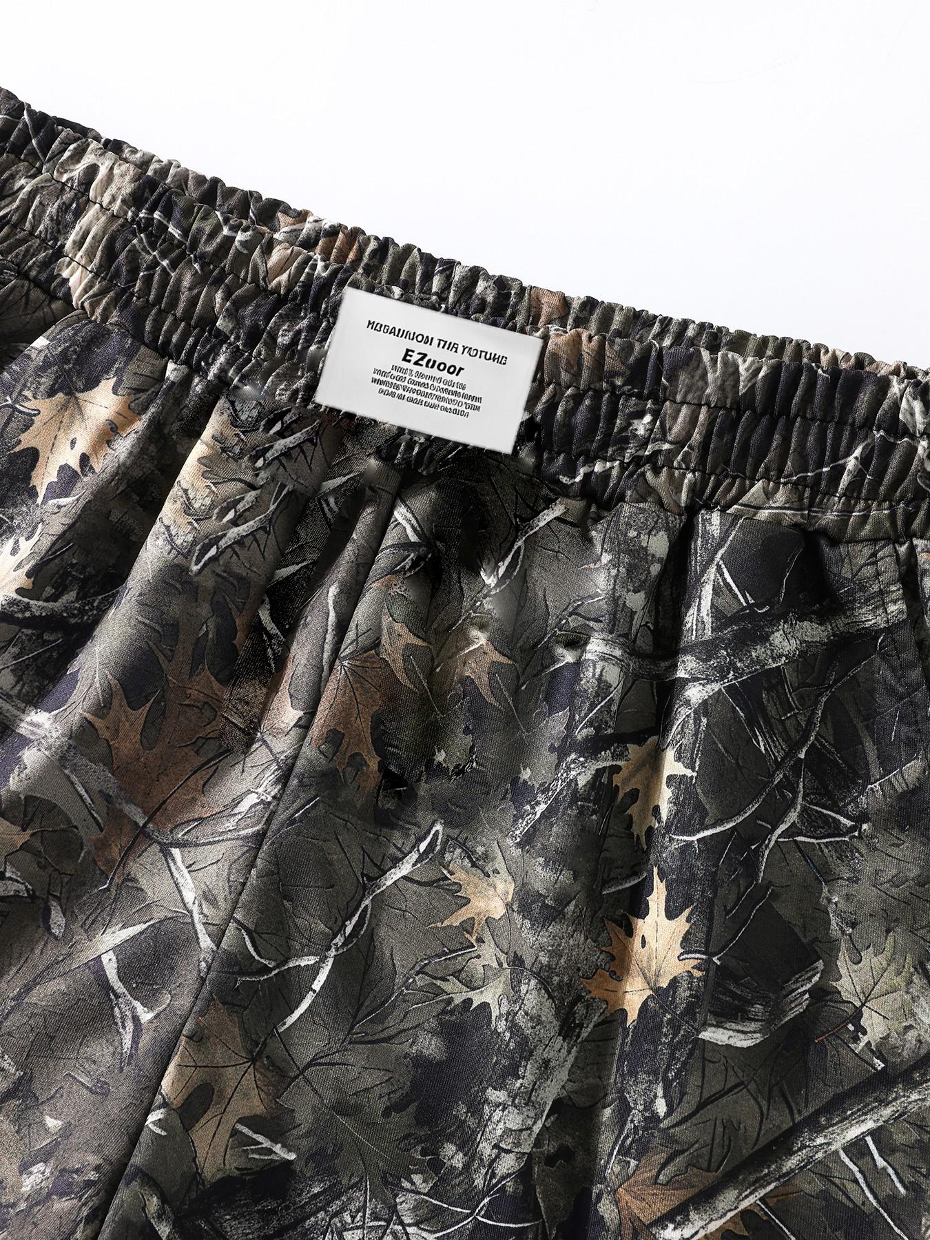 Women's Comfortable Casual Camo Print Loose Short Sleeve T-Shirt & Elastic Waist Shorts Set, Versatile Two-Piece for All Seasons