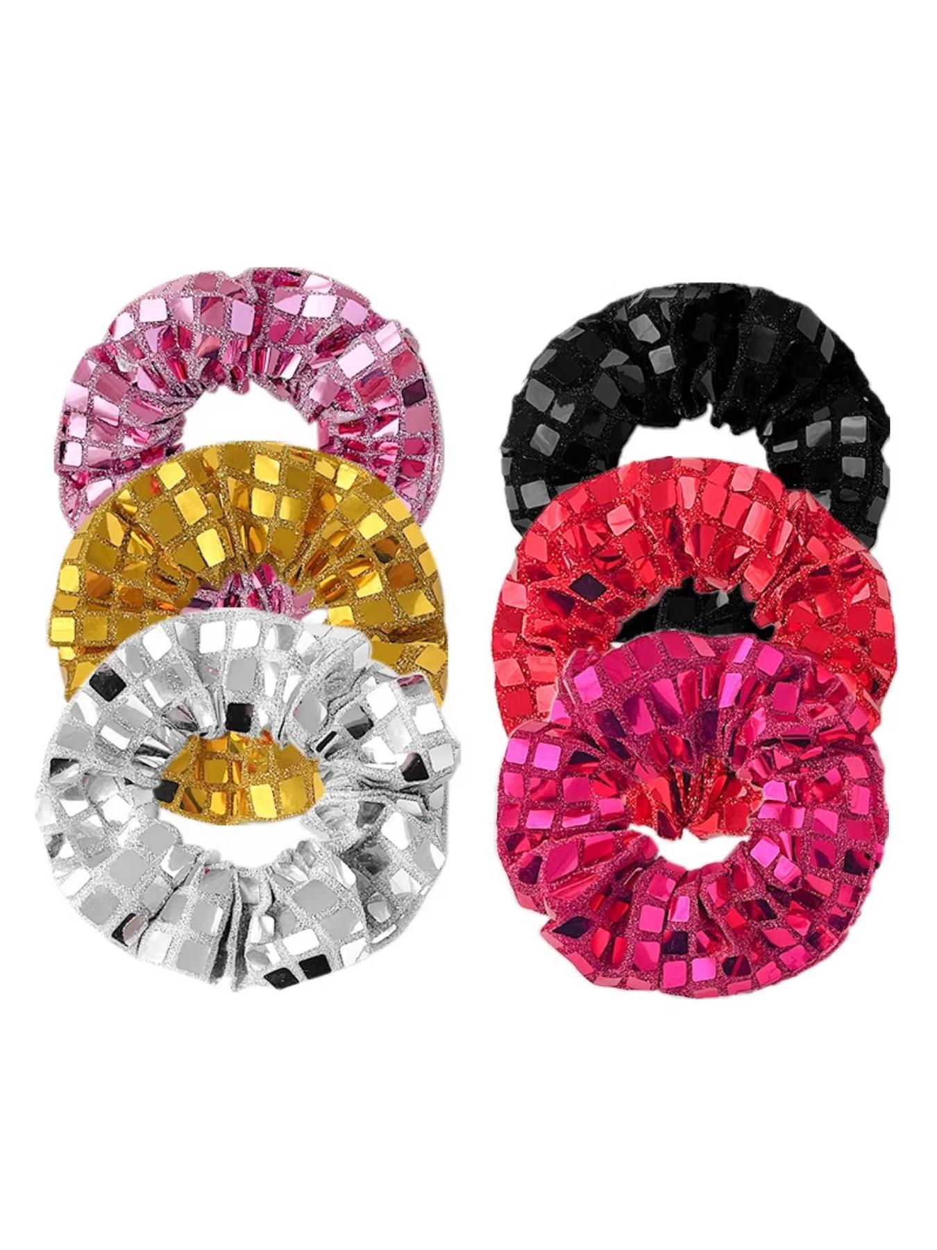New Mirror Square Rhinestone Hair Ties for Women, High Elasticity Ponytail Holders, Casual All Seasons Hair Accessories, Pack of 5